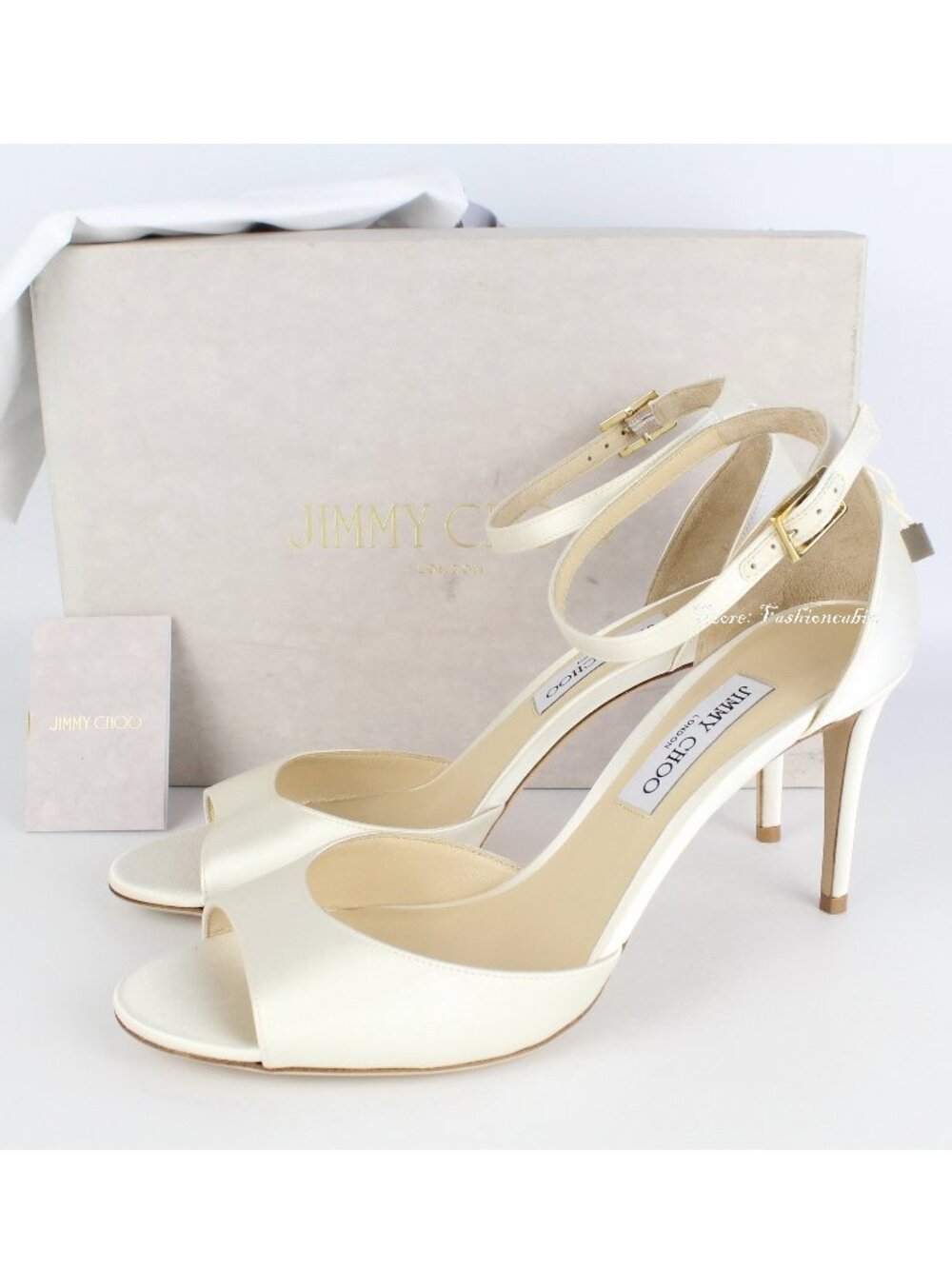 NEW Jimmy Choo Annie 85 Ivory Satin Ankle Strap Sandals EU 42 Made in Italy NIB